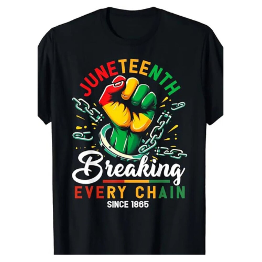 Unisex African American Freedom 1865 Mens T-Shirt 60% Cotton Fabric, Crew Neck
